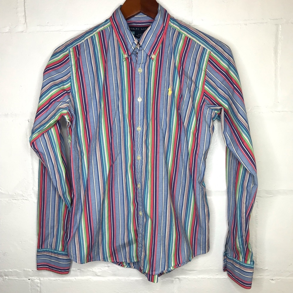 Ralph Lauren Striped Button Down Shirt Slim Fit Cotton Hong Kong